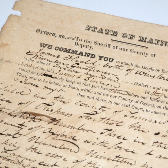 1828 State of Maine warrant Simon & James Heald sheriff deputy document - Picture 5 of 6